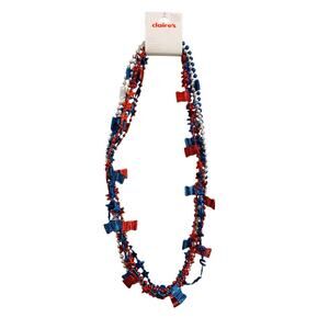 Claires New Set of 6 Overhead Necklaces Patriotic USA Flag Star